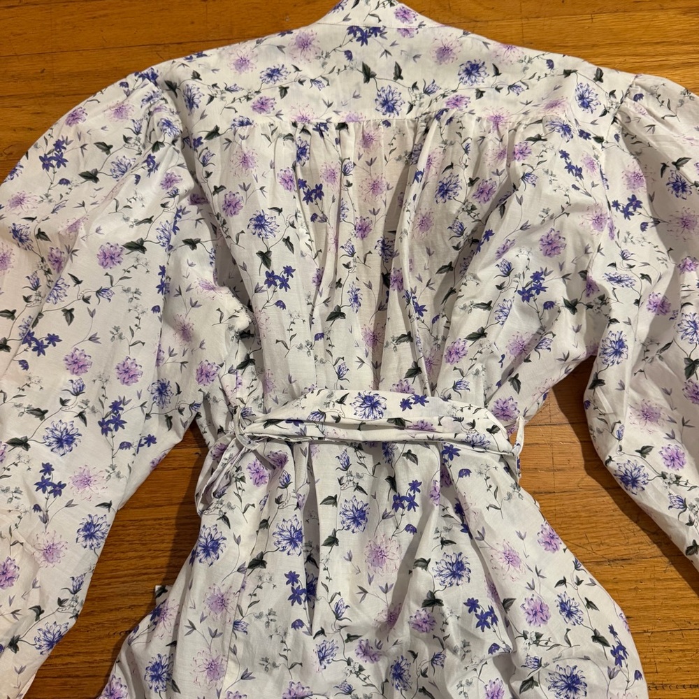 The Kooples Floral Print Cotton Silk Shirt Dress - Picture 7 of 7